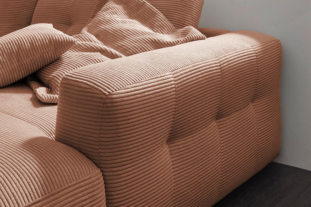 ECKSOFA XL MIKA Braun Cord - Schwarz/Braun, Kunststoff/Textil (296/167cm) - KAWOLA
