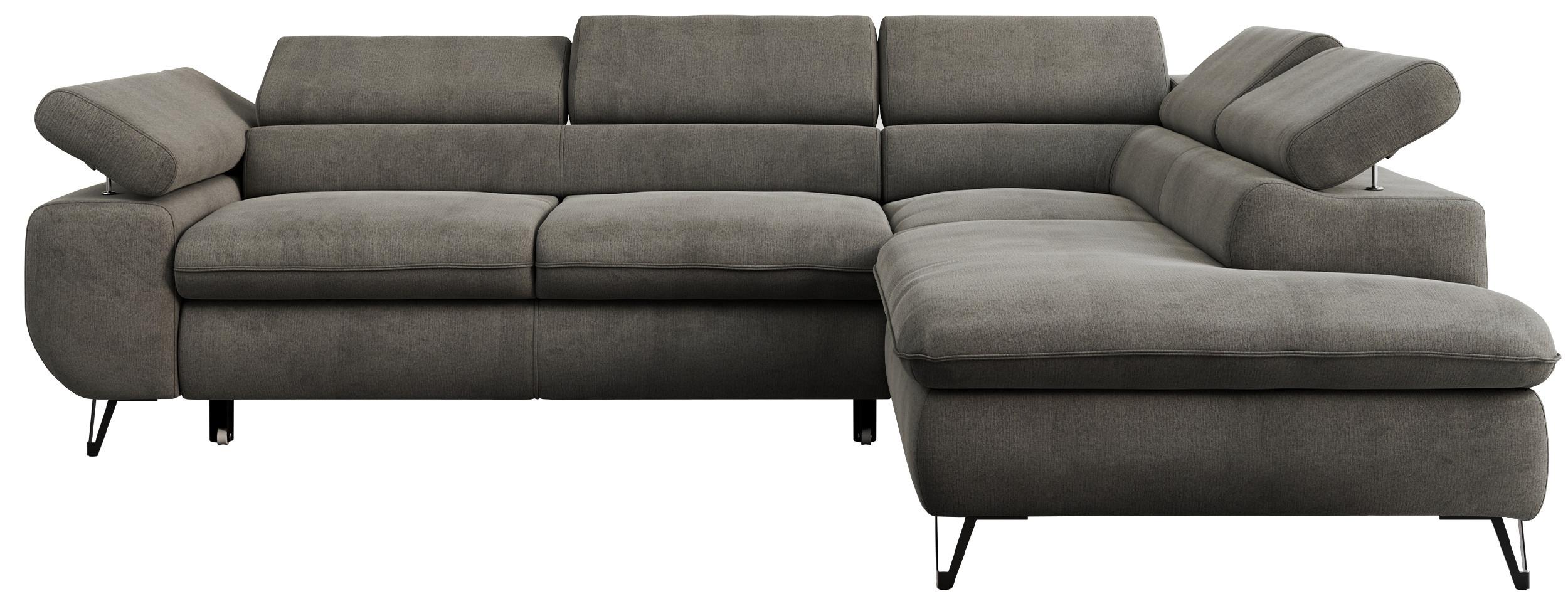 ECKSOFA PETER L Dunkelgrau Velvet - Rechts Seite - Dunkelgrau/Schwarz, Textil/Metall (273/208cm) - MKS