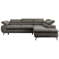 ECKSOFA PETER L Dunkelgrau Velvet - Rechts Seite - Dunkelgrau/Schwarz, Textil/Metall (273/208cm) - MKS