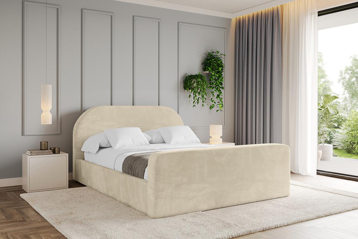 POLSTERBETT mit Bettkasten, Fußteil und Lattenrost, Boxbett ohne Matratze - TIVON-Z 180x200 Beige - Ecru, Holzwerkstoff/Textil (180/200cm) - ALTDECOR
