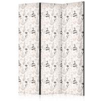 PARAVENT Einseitig Bedruckter 3-tlg 135x172 cm Blumen und Kr uter - Beige, Holz/Textil (135/172/3cm) - Muralo
