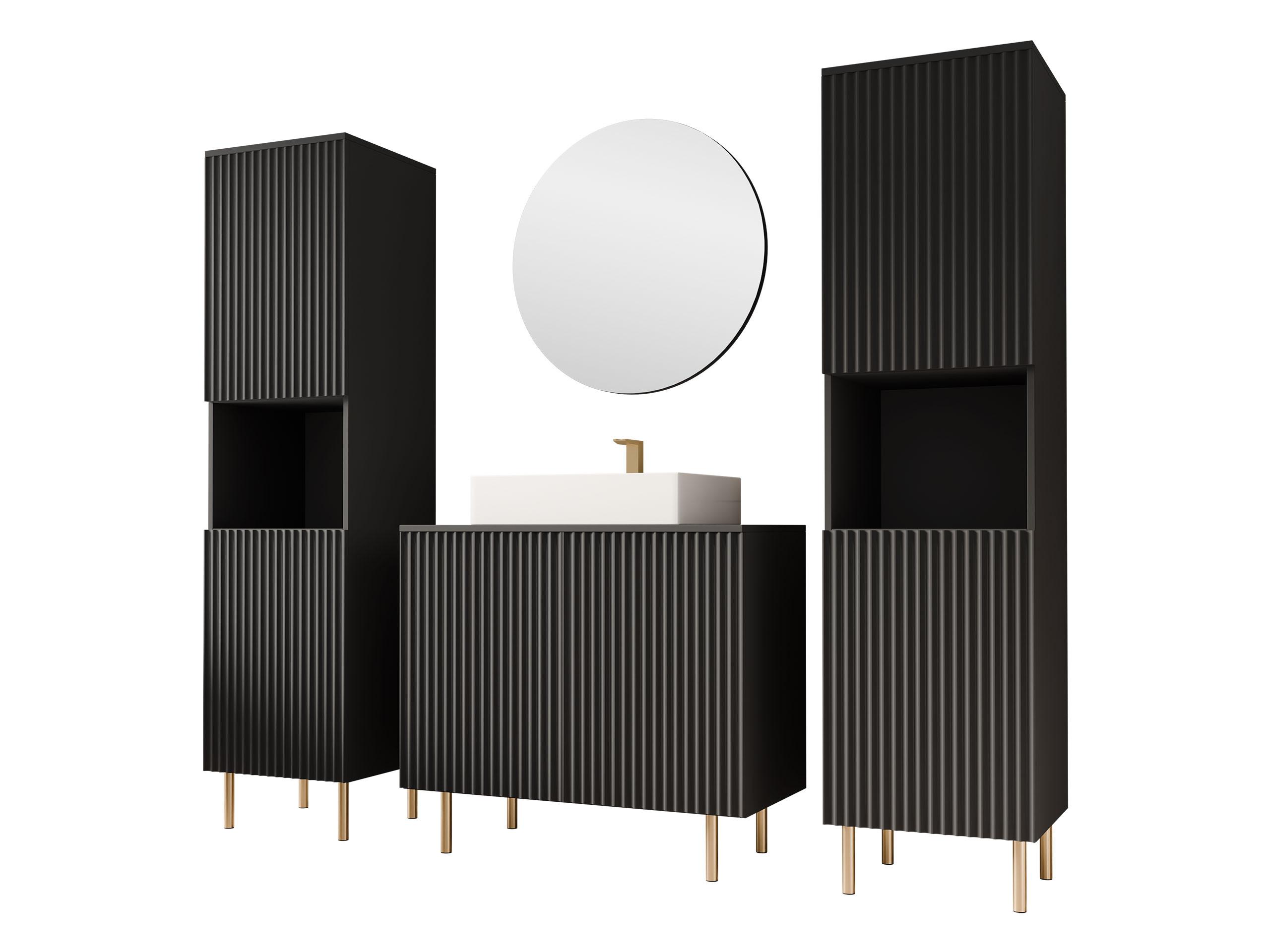 BADMÖBEL-SET Nubia VI - Goldfarben/Schwarz, Holzwerkstoff/Metall (87/79/45cm) - MIRJAN24