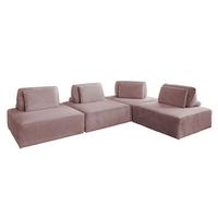 MODULSOFA WIOLO SOFT 4 MODULE 4 KISSEN Pink Cord - Schwarz/Rosa, Kunststoff/Textil (333/84/222cm) - KAWOLA