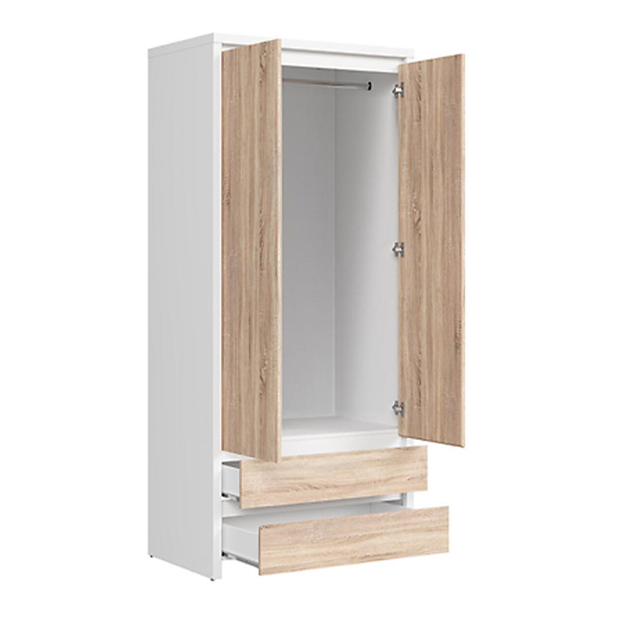 SCHRANK 2 Türen Soren Holz und Weiß - Weiß, Holzwerkstoff (90/200/55cm) - Petits-meubles