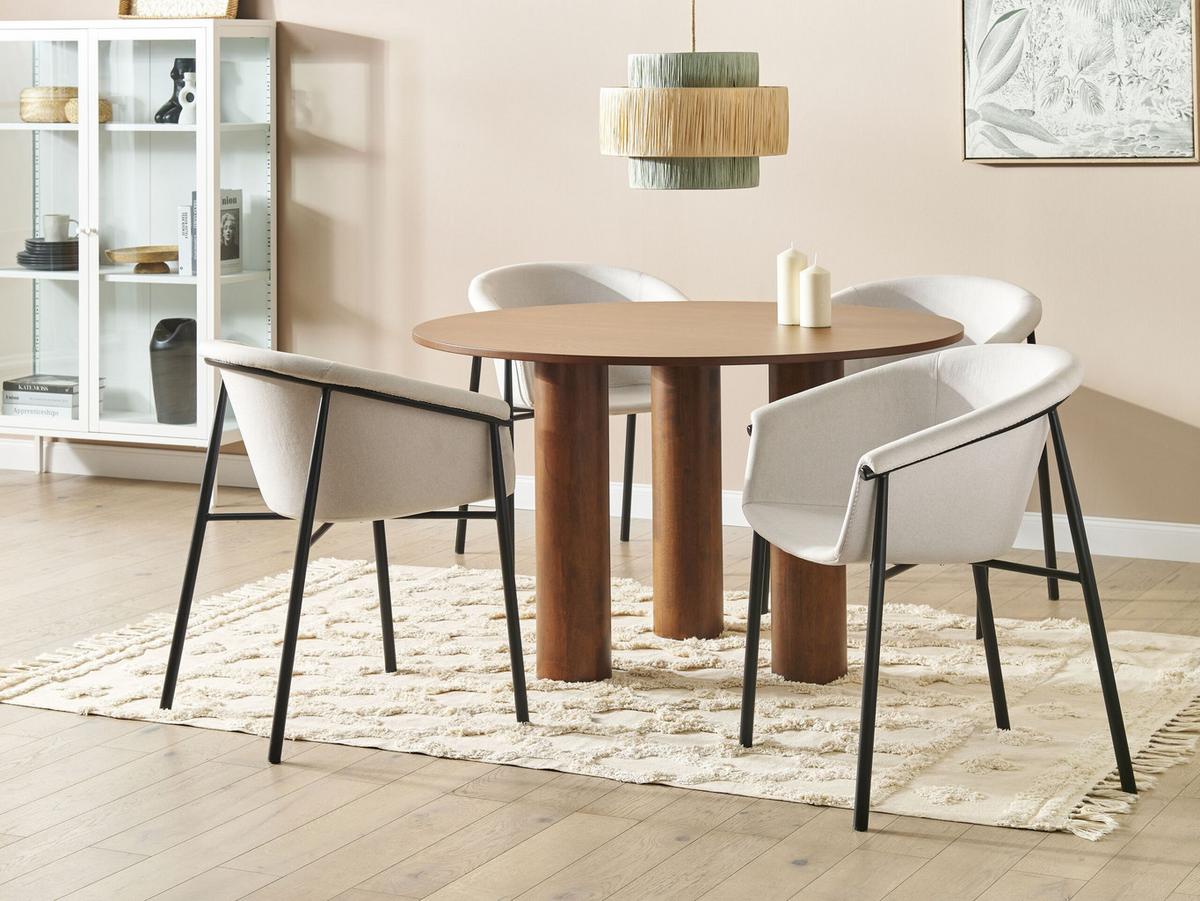 ESSZIMMERSTUHL 2er-Set Polyester Beige Ames - Beige, Textil/Metall (57/80/56cm) - Beliani