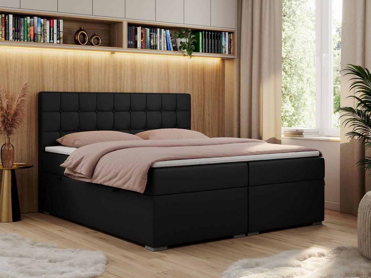 BOXBETT CARMEN 140/200 Schwarz Kunstleder - H3 - Schwarz, Holz/Textil (140/200cm) - MKS