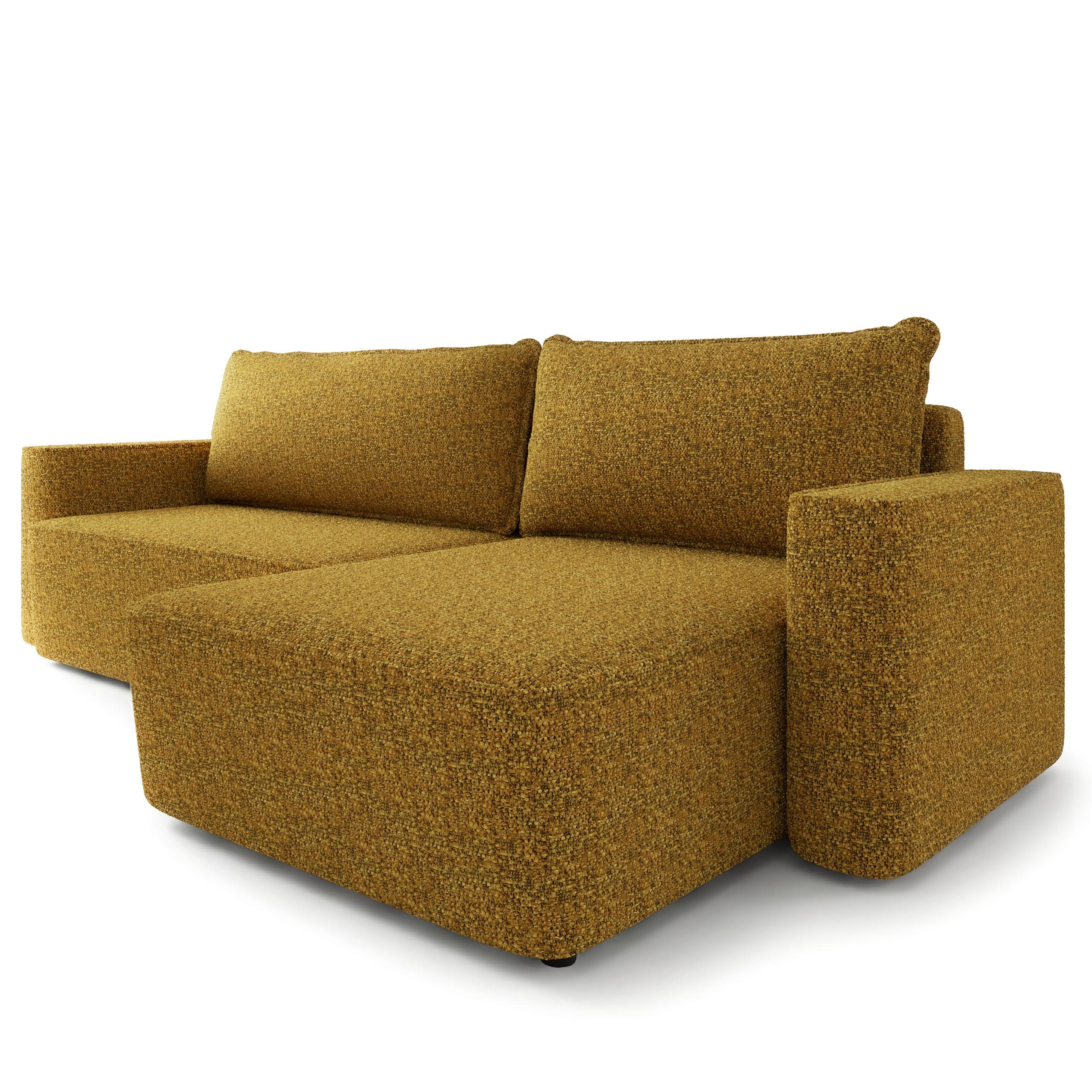 ECKSOFA BELARO BL Currygelb Chenille mit Schlaffunktion - Currygelb, Holz/Textil (280/162cm) - MASSENO