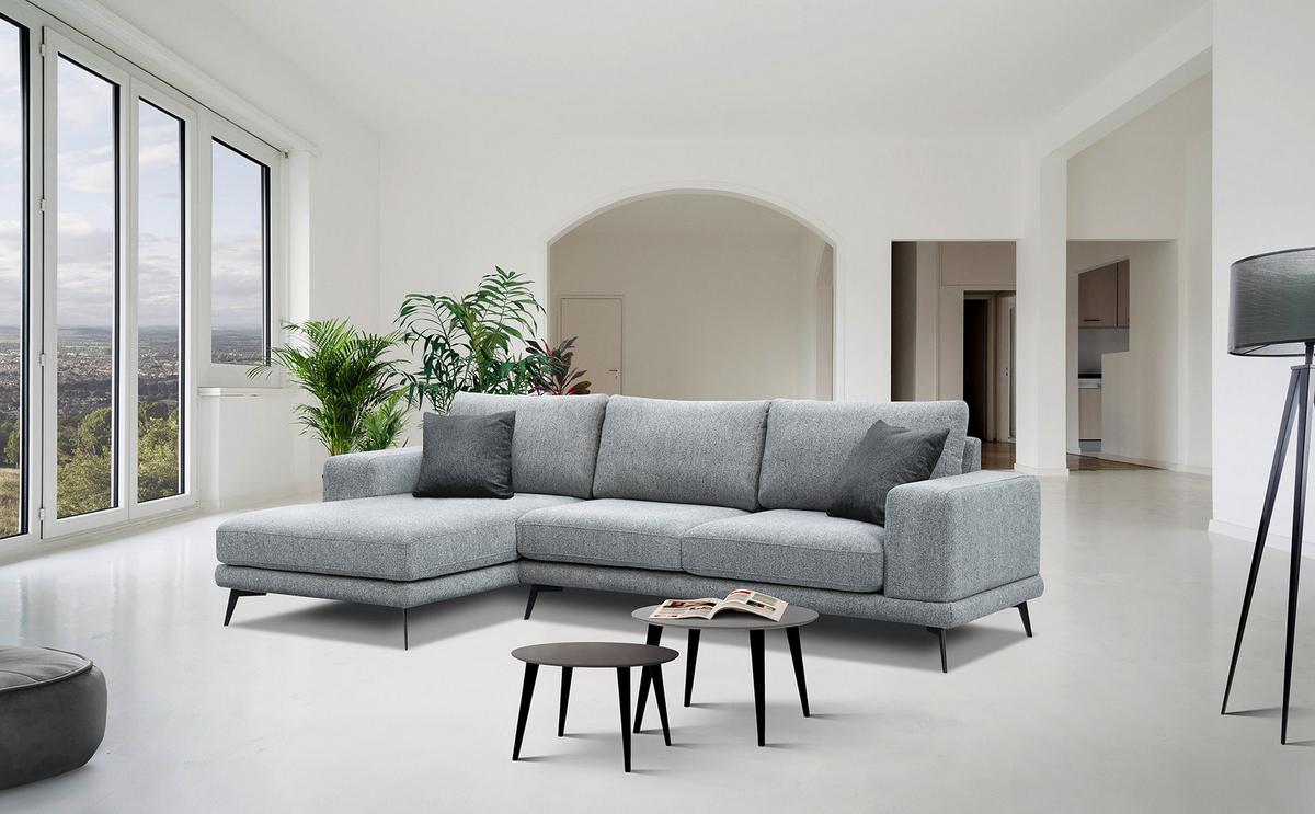 ECKSOFA MEDIOLANE 5-Sitzer, silberfarben - Silberfarben, Holzwerkstoff/Textil (158/282cm) - Wozimo