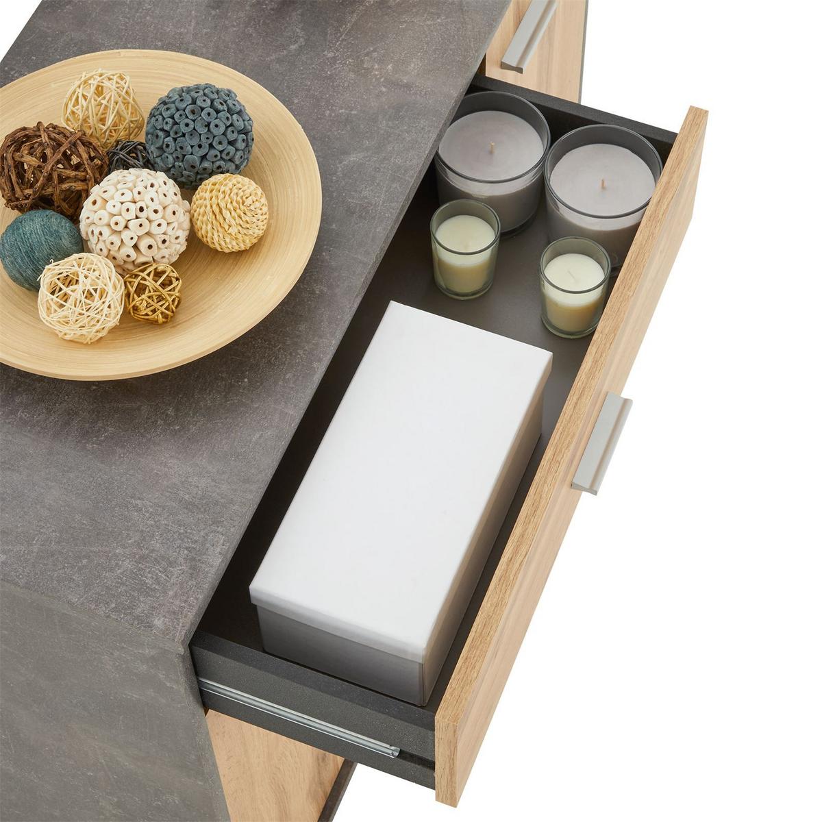SCHUHSCHRANK DEUSTO Beton dunkel/Wotan Eiche - Dunkelgrau/Eiche Wotan, Holzwerkstoff (88/70/35cm) - CARO-Möbel