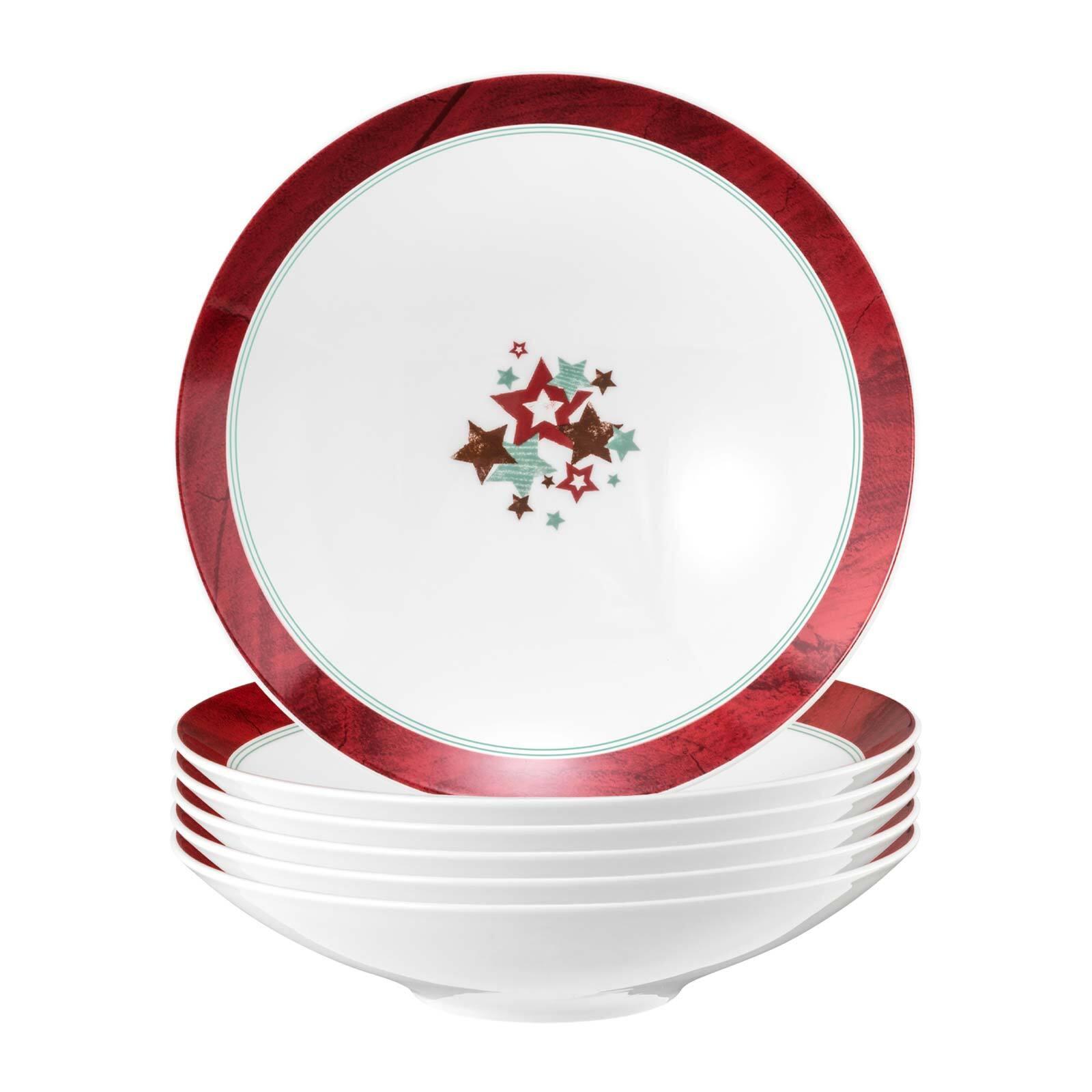 PASTA- / SUPPENTELLER Life Christmas weiß-braun ø 23,3 cm 6er Set - Weiß/Braun, Keramik (23.3cm) - Seltmann Weiden
