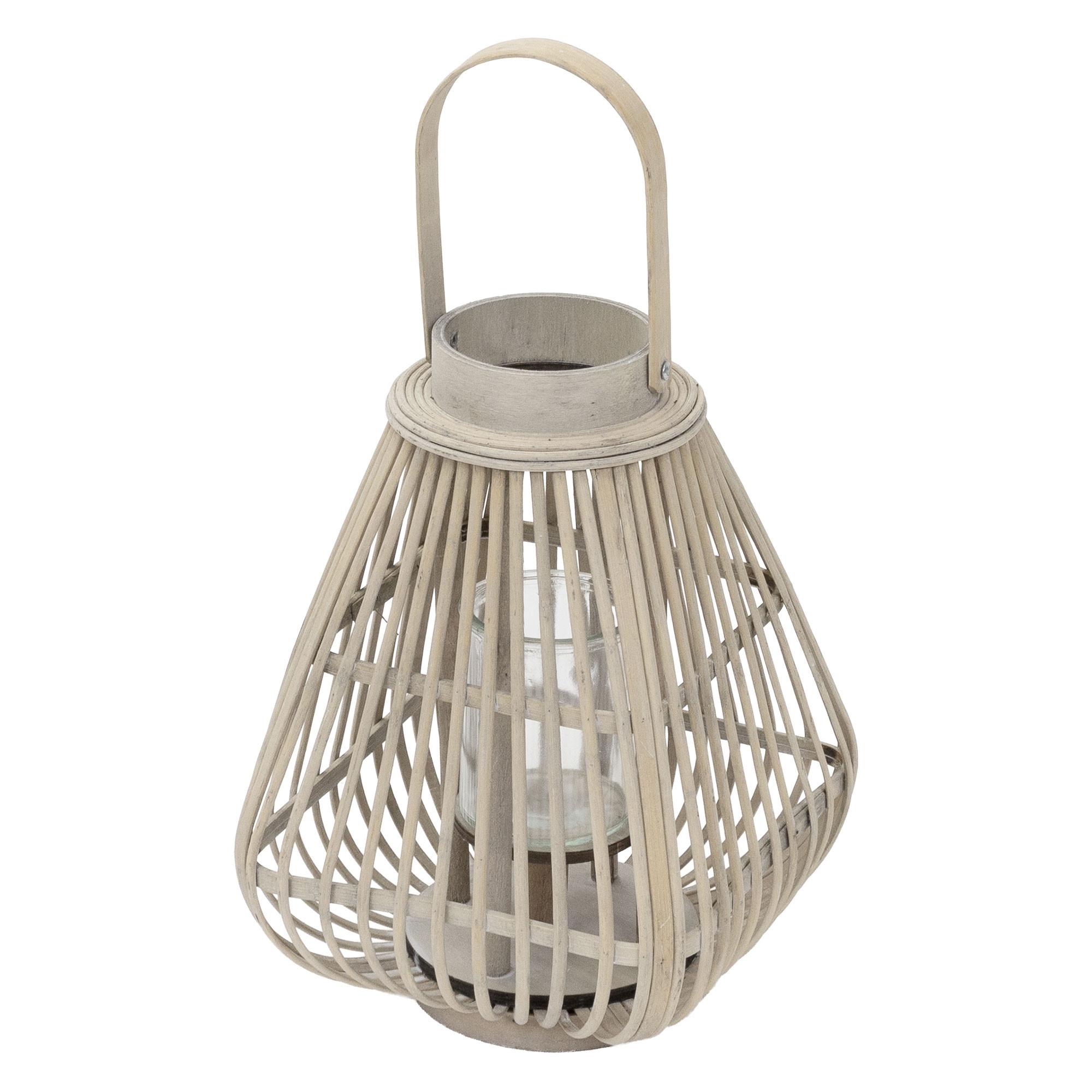 BAMBUS LATERNE H: 42,5 cm Holzfarbe Boho Stil - Naturfarben, Holz (23/42.5/23cm) - ECD-Germany