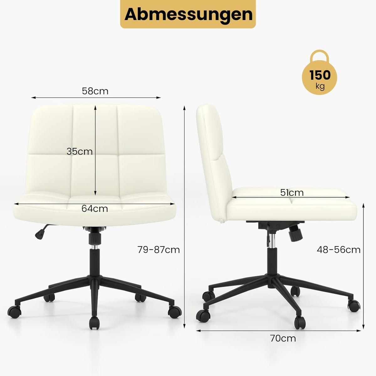 BÜROSTUHL Beige - Beige, Kunststoff (68/56/64cm) - COSTWAY