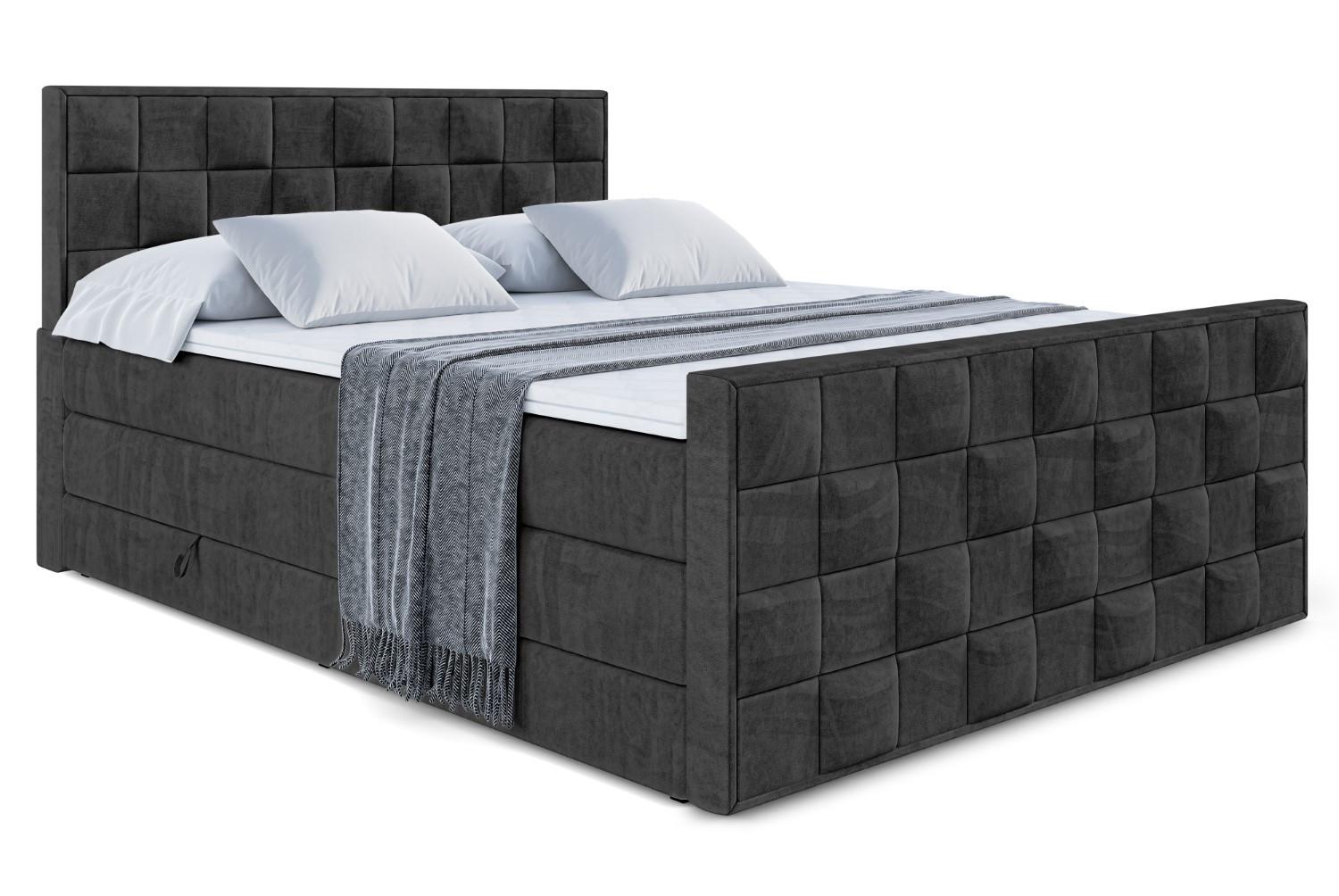 BOXSPRINGBETT ZAFIRA KING - 140 x 200 - H3/H4 - Schwarz - Schwarz, Holzwerkstoff (140/200cm) - ALTDECOR