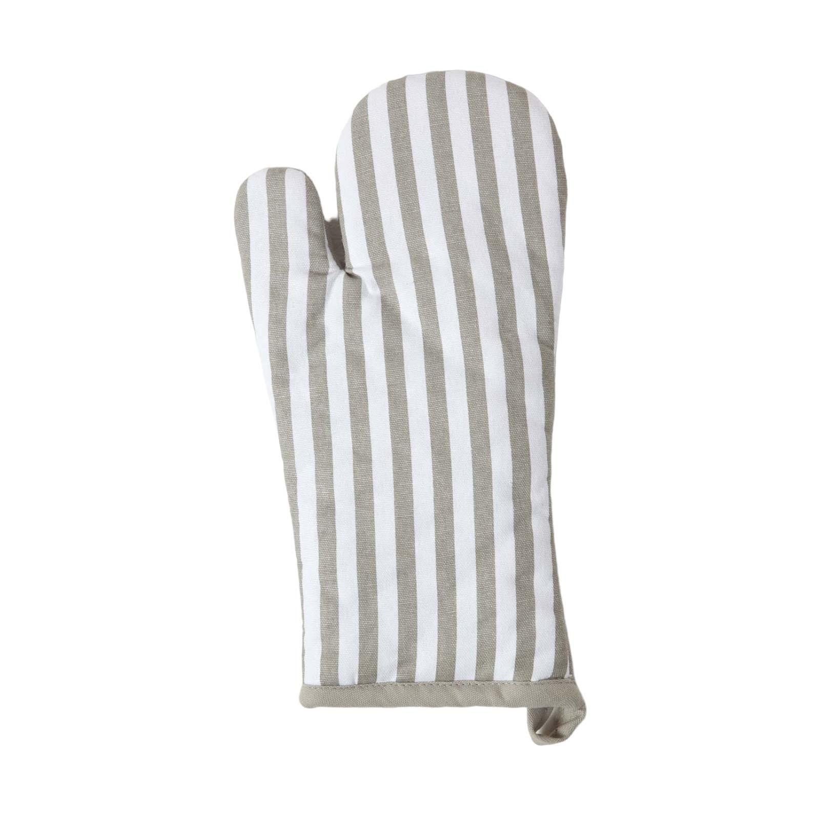 OFENHANDSCHUH grau-weiß 18/32 cm, Baumwolle wattiert - Grau, Textil (18/32cm) - Homescapes