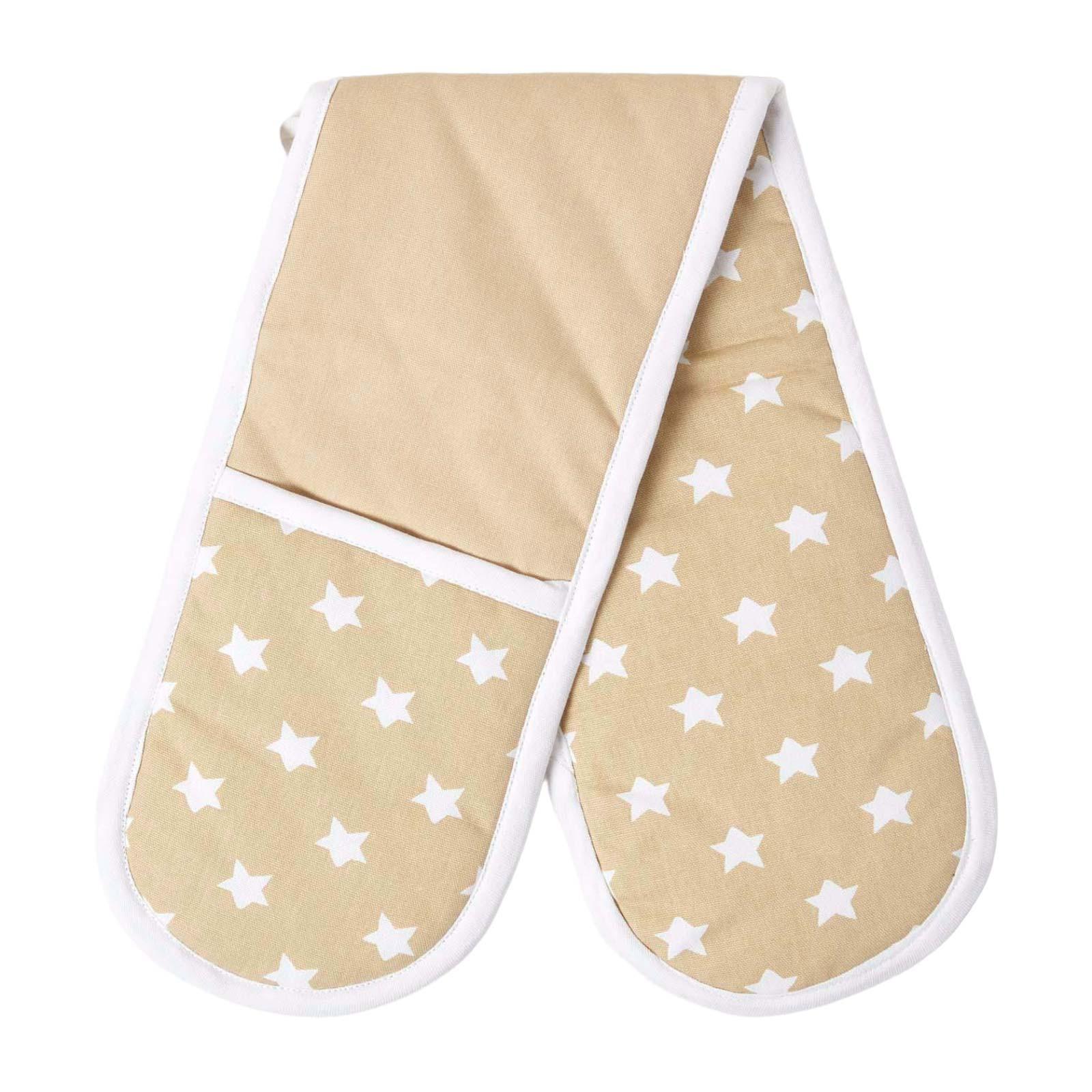 DOPPEL-OFENHANDSCHUH Sterne 18/84 cm, Baumwolle wattiert - Beige, Textil (18/84cm) - Homescapes
