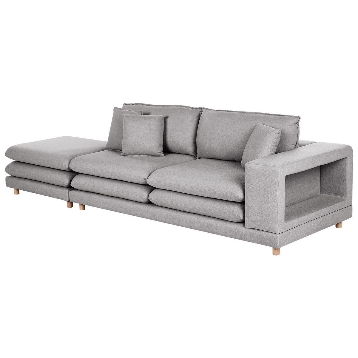 2-SITZER-SOFA mit Ottomane Stoff Grau Heden - Dunkelgrau/Braun, Textil (197/81/86cm) - Beliani
