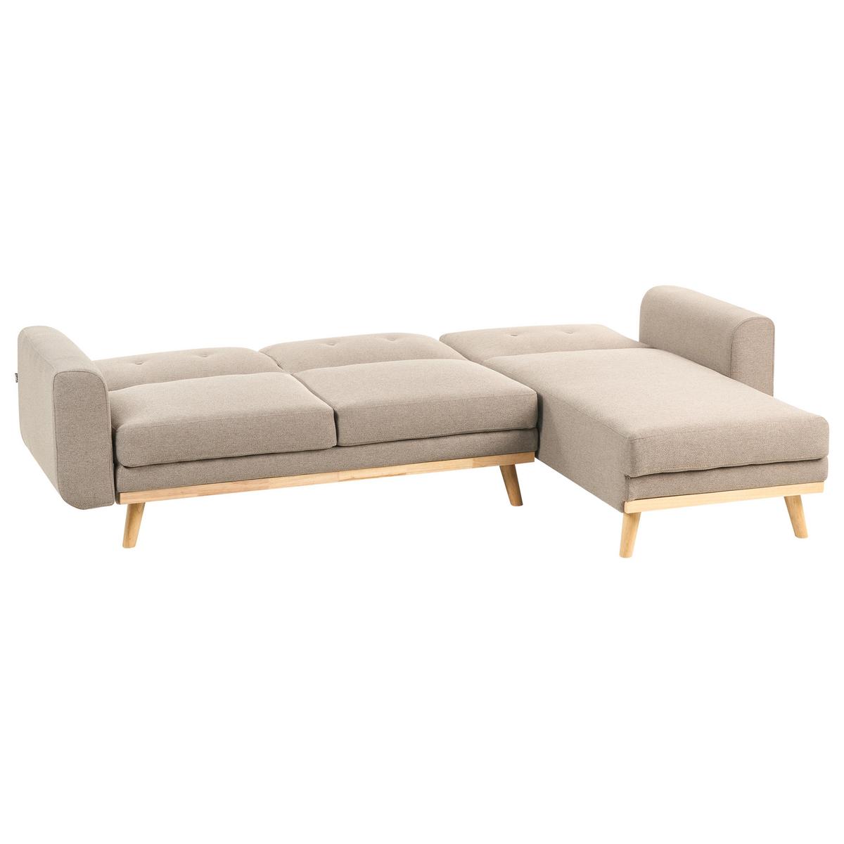 ECKSCHLAFSOFA 3-Sitzer Stoff Hellbraun linksseitig Kaarina - Hellbraun, Textil (260/152cm) - Beliani
