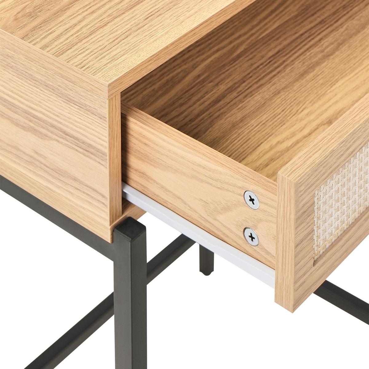 SCHMINKTISCH mit Spiegel Hellbraun Cassiar - Hellbraun, Holzwerkstoff (61/140/36cm) - Beliani