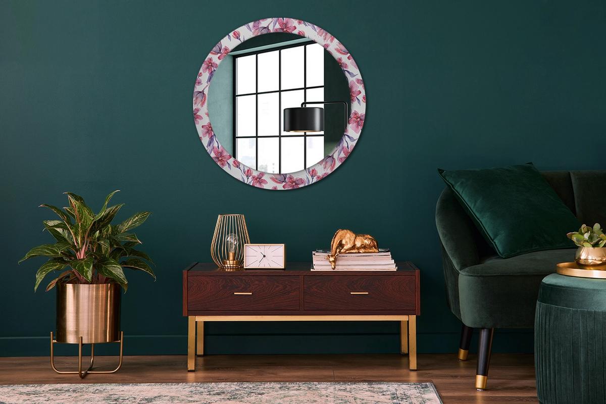 SPIEGEL Rund Ø 80 cm mit Aufdruck - Pink, Glas (80/80/0.4cm) - Wallfluent