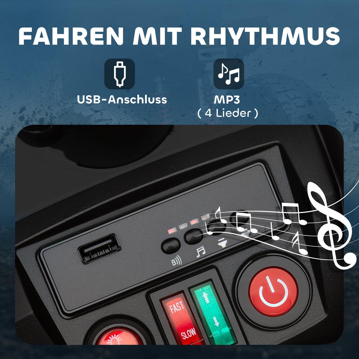 KINDER-ELEKTROQUAD 24V mit Vorwärts-, Rückwärtsfunktion, 2 Sitzer, Schwarz - Schwarz, Kunststoff (109/68.5/76cm) - AIYAPLAY