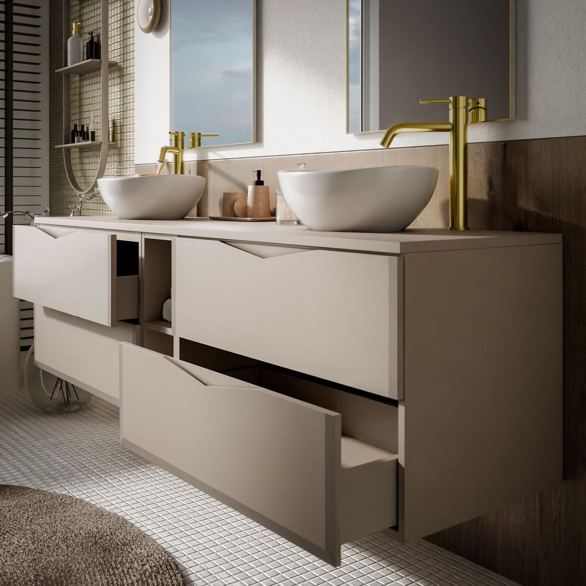 WASCHTISCHUNTERSCHRANK MIRA III 140 cm - Kaschmir, Holzwerkstoff (140/50/46cm) - Lookway