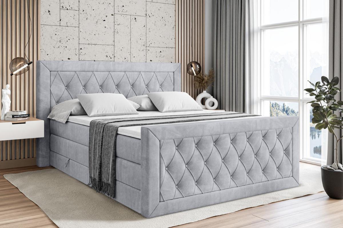 BOXSPRINGBETT NOEL-Z KING - 140 x 200 - H3/H4 - Hellgrau - Hellgrau, Holzwerkstoff (140/200cm) - ALTDECOR