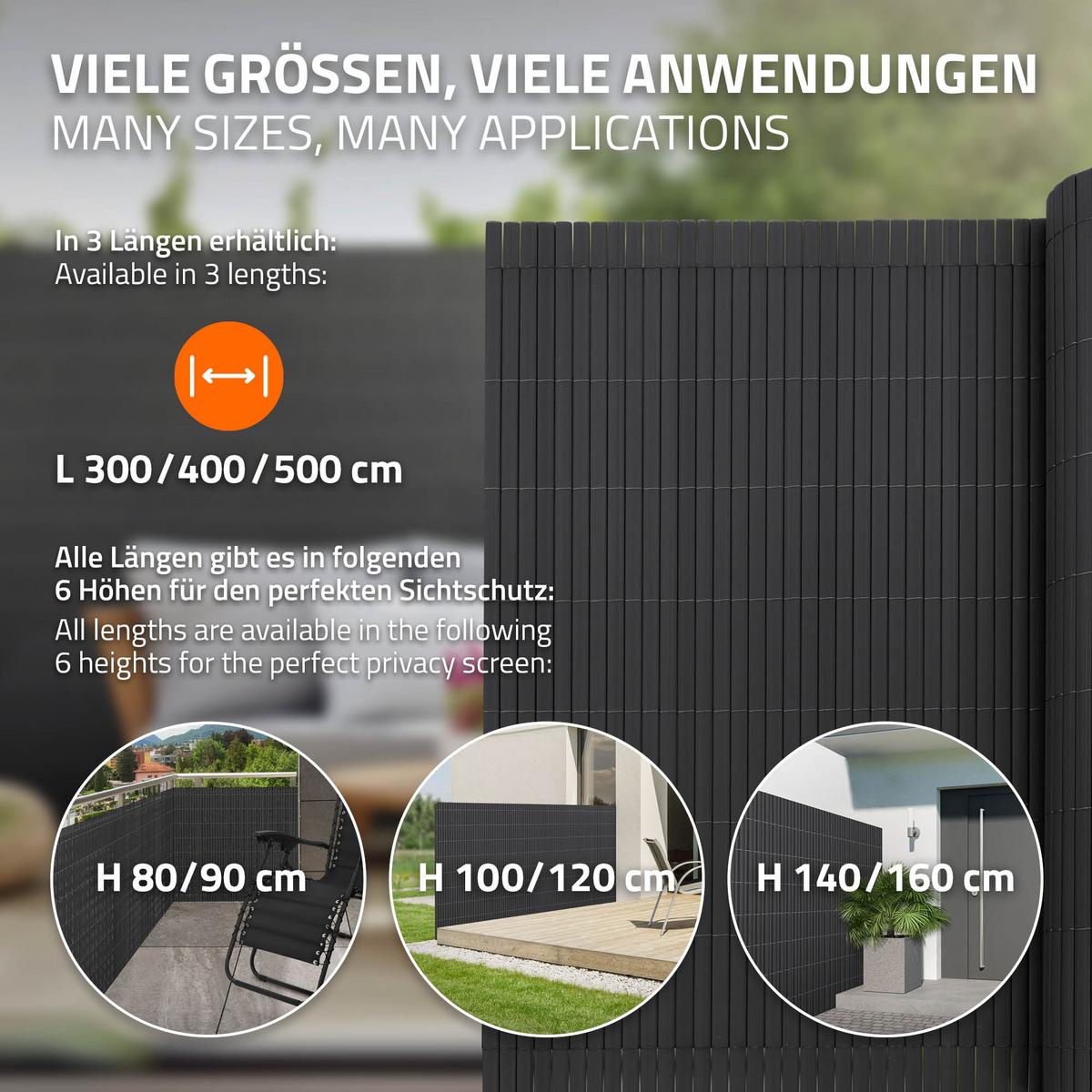 PVC SICHTSCHUTZMATTE 140 x 700 cm Anthrazit - Anthrazit, Kunststoff (700/140cm)