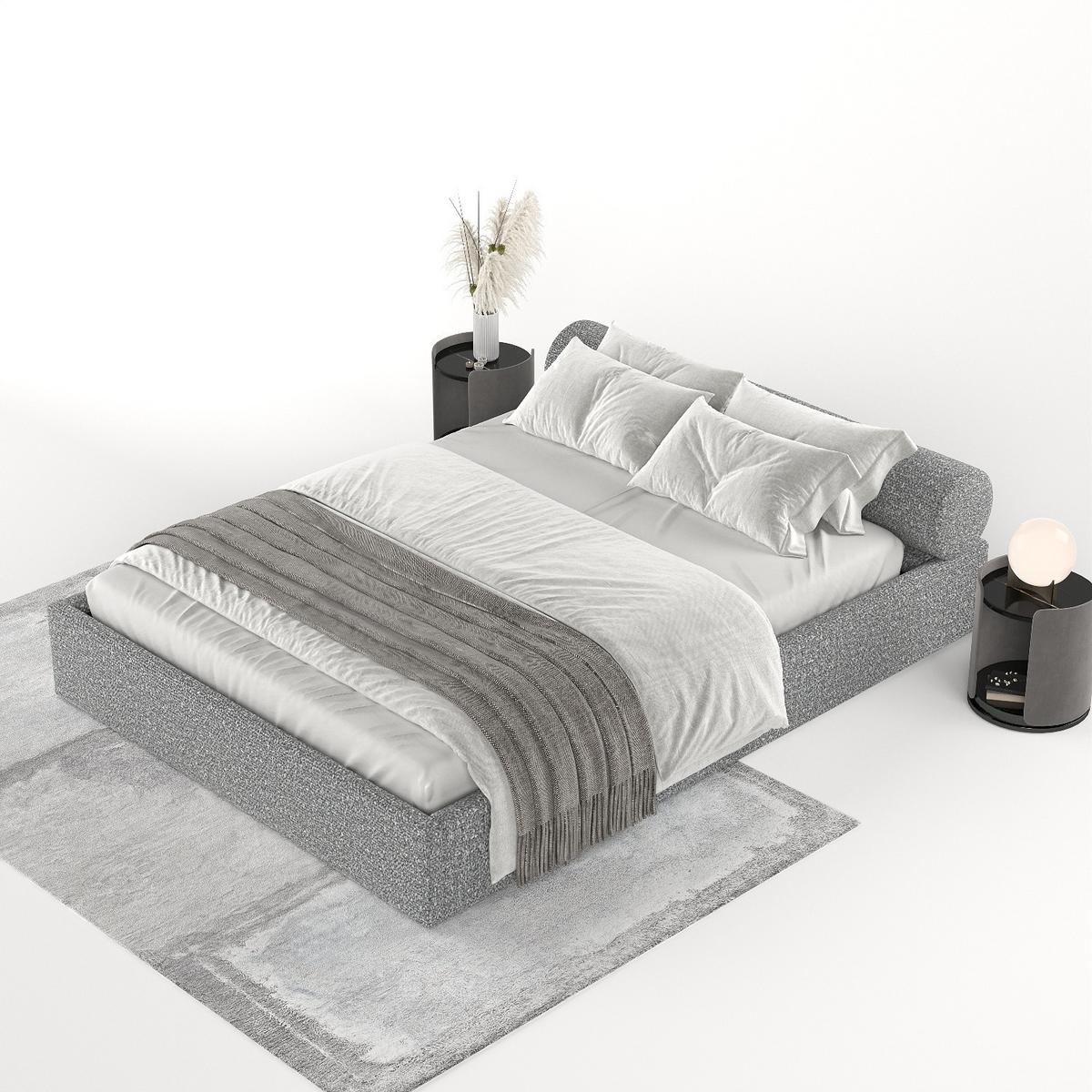 POLSTERBETT Solvo mit Stauraum 140/200 cm Hellgrau im Blur Stoff - Hellgrau/Schwarz, Holz/Holzwerkstoff (140/200cm) - AltaBeds