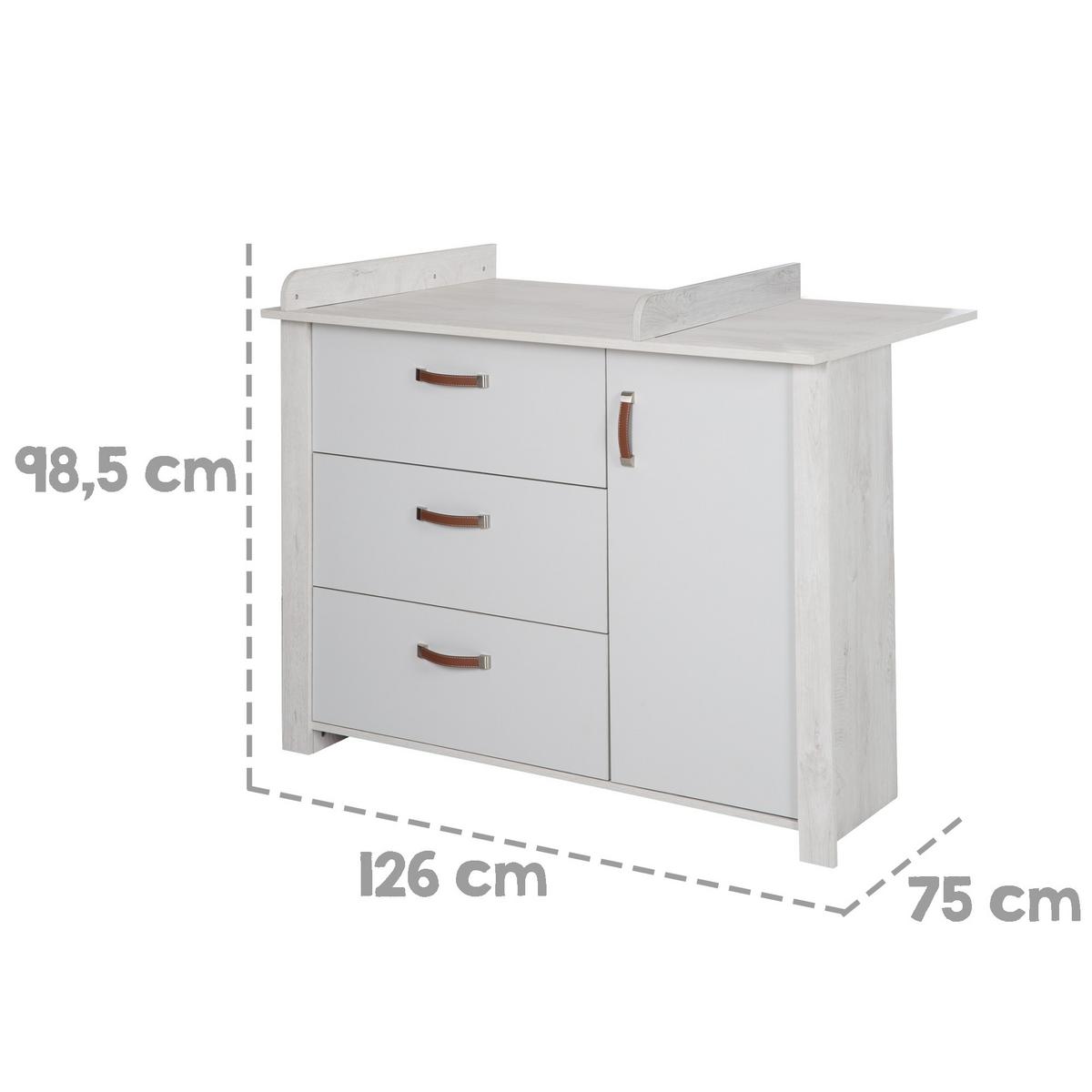 BABYZIMMER-SET Mila 3-teilig - Grau, Holzwerkstoff (135/190/142cm) - Roba