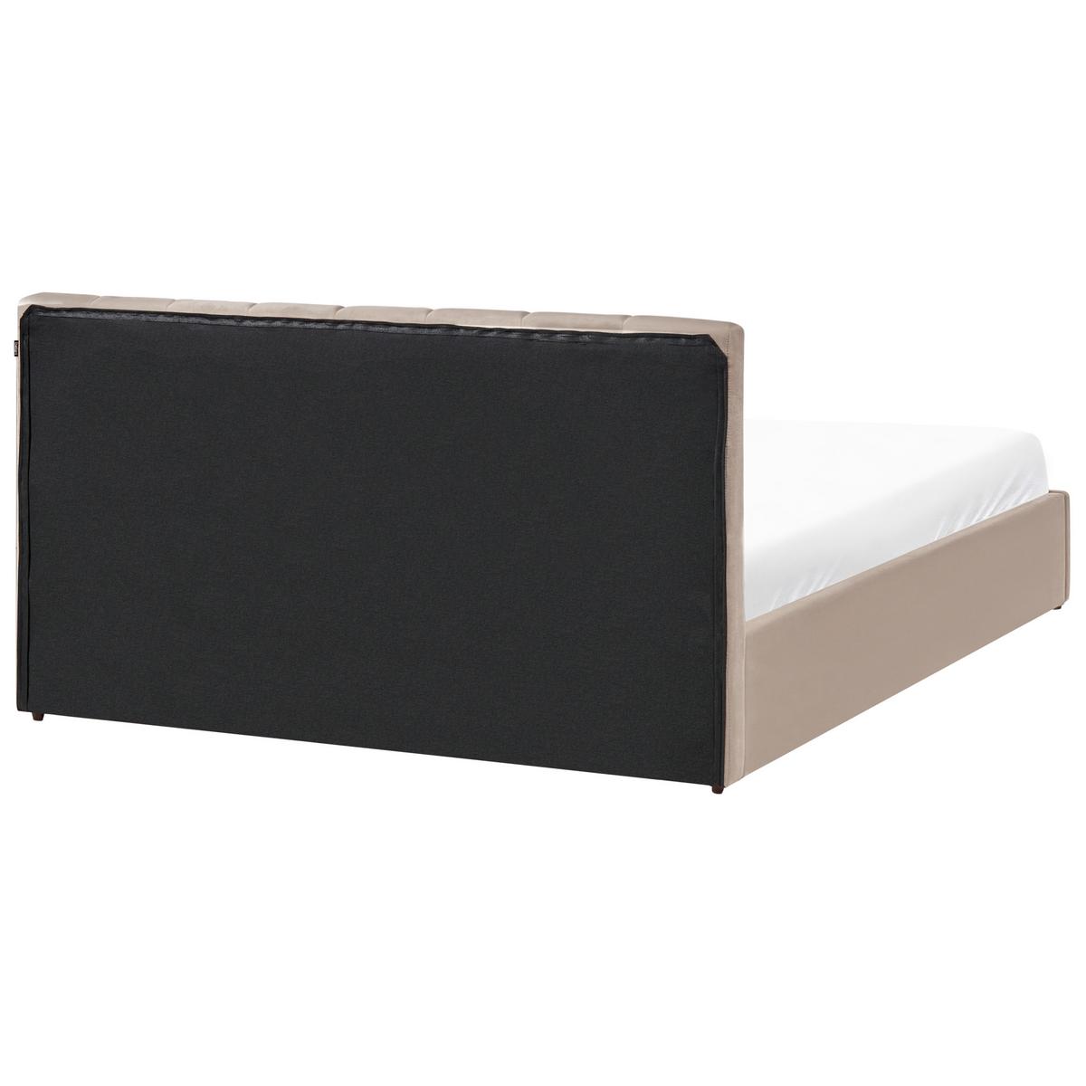 BETT mit Stauraum 180/200 cm Samtstoff Taupe Dreux - Taupe, Textil (180/200cm) - Beliani