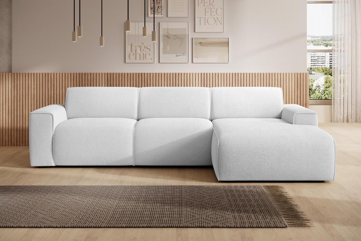 ECKSOFA L Form Didim mini Ivory 310/165/78 cm – stilvolle kleine Eckcouch R - Greige/Champagner, Kunststoff/Textil (310/165cm) - AX Living