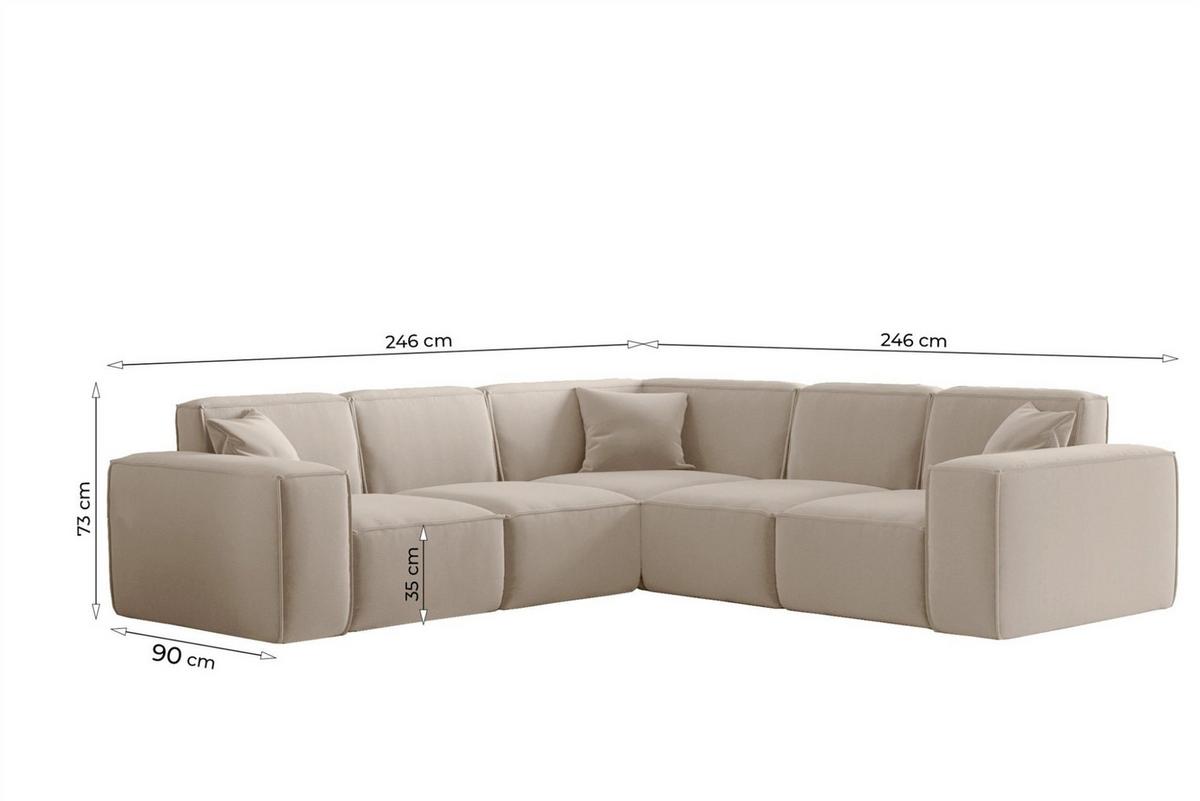 ECKSOFA Celes Premium In Artico - Grün, Holzwerkstoff/Textil (246/246cm) - Fun Möbel