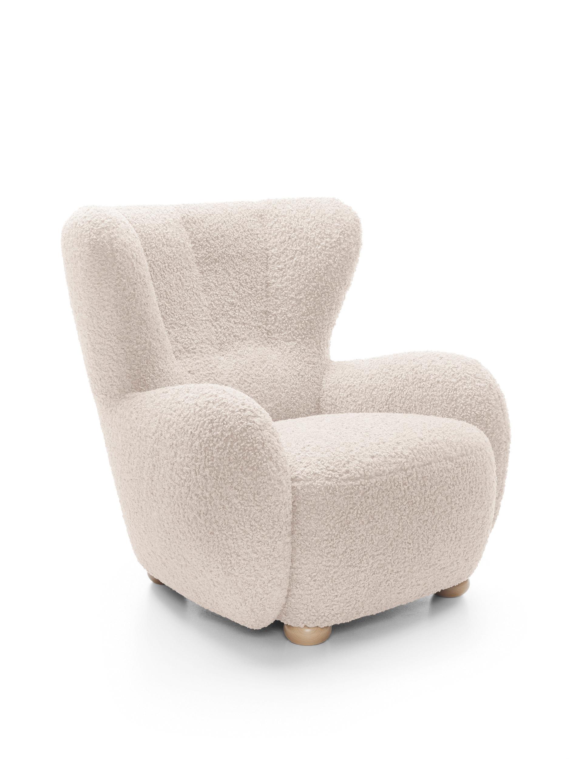 SESSEL MIST, Polstersessel Klassisch Loungesessel, Bucle-Stoff Creme - Creme, Holz/Holzwerkstoff (88/91/100cm) - MASSENO