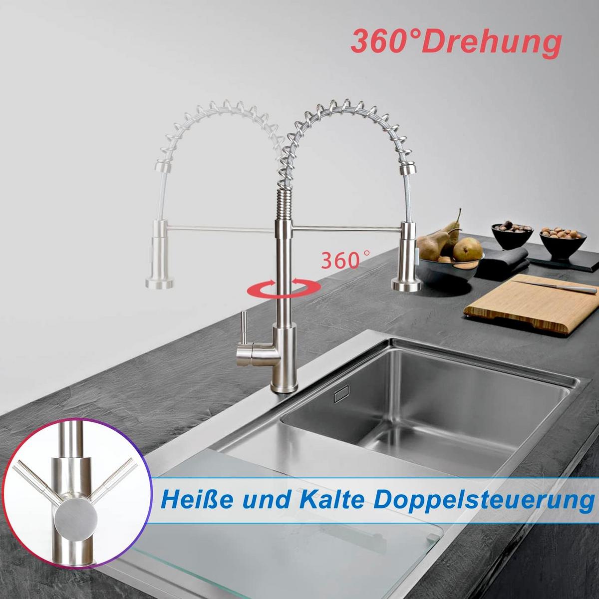 KÜCHENARMATUR Flurinj 24/5/5.5 cm - Silberfarben, Metall (5/55/24cm) - ZMH