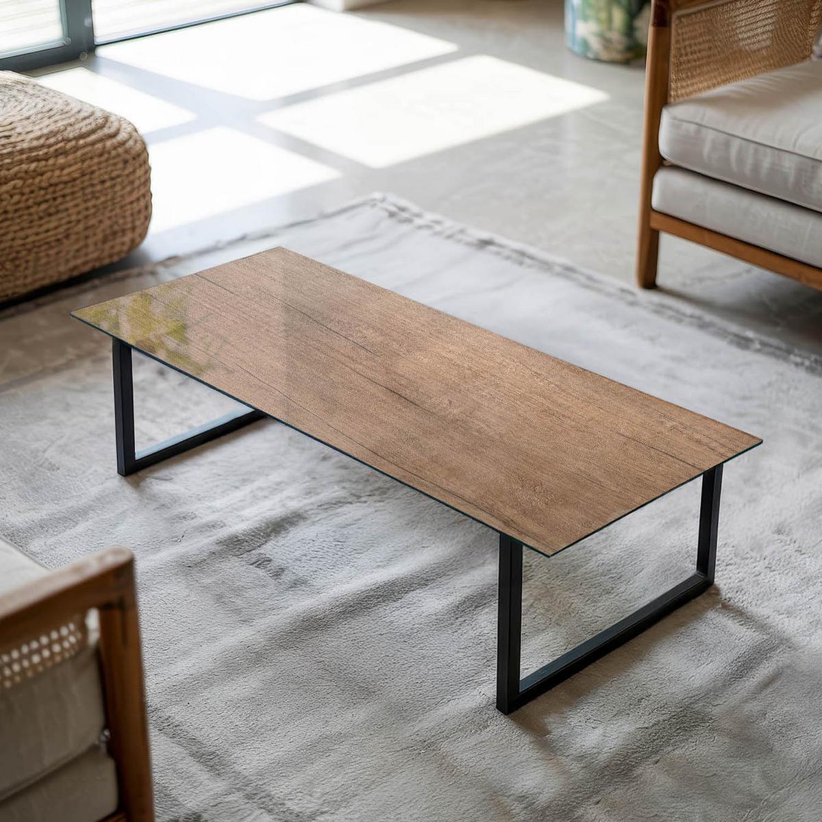 TISCHPLATTE 125x50 cm Natürliche Holzmaserung - Braun, Glas (0.4/125/50cm) - TULUP