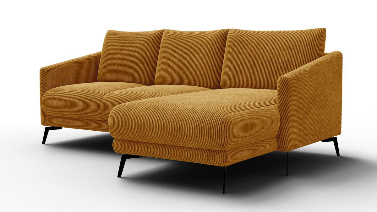ECKSOFA VILT 3-Sitzer, safran - Gelb/Schwarz, Holzwerkstoff/Textil (221/156cm) - Wozimo