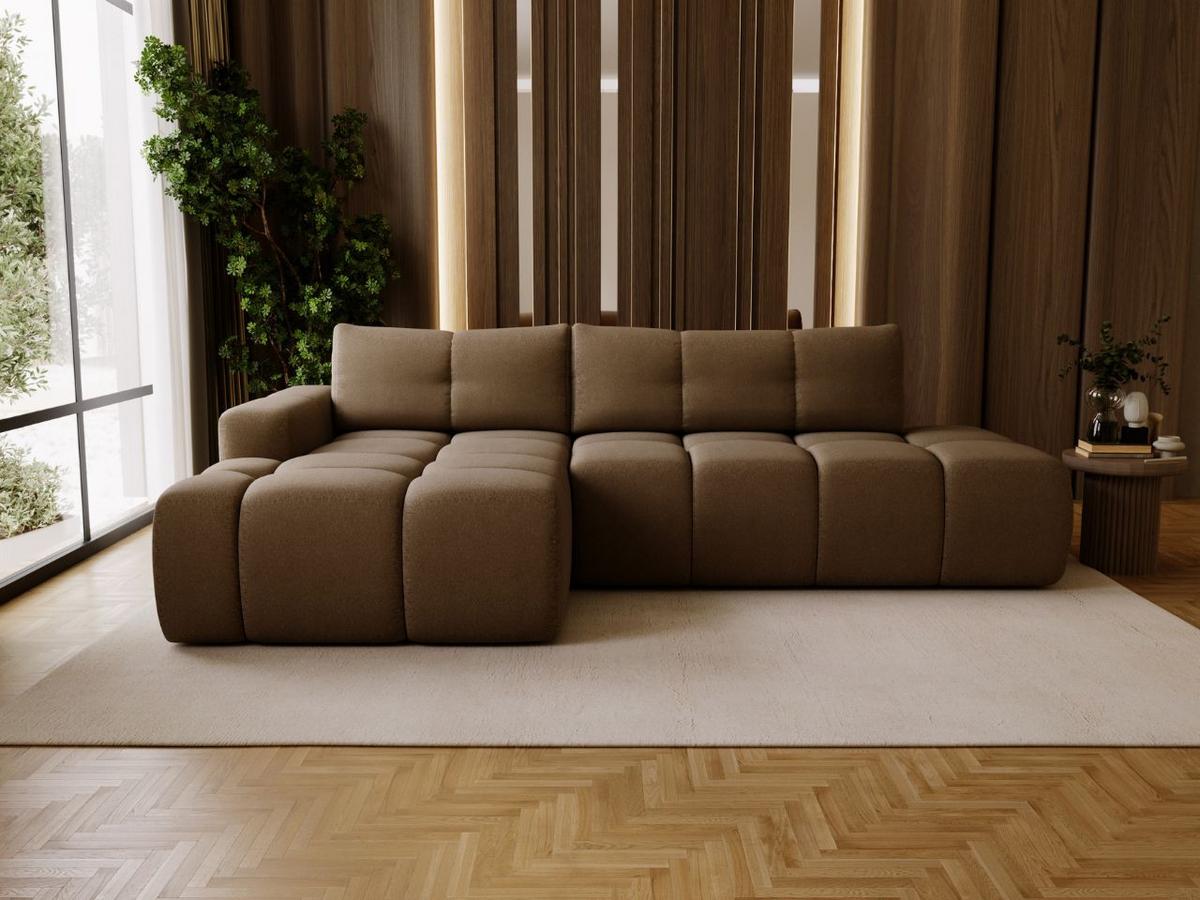 ECKSOFA Montero Bouclé-Stoff Braun Rechts - Braun, Holz/Textil (280/177cm) - Graingold