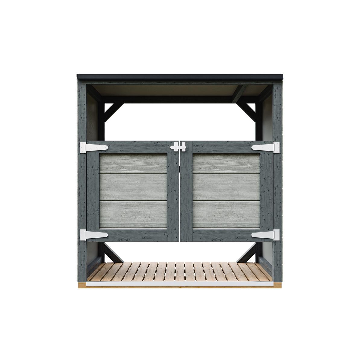 MÜLLTONNENBOX 2er 240L, M980A-TUNDRA CAVERN, aus wetterfestem LP Smartside Holz - Graubraun, Holz (153/159/75cm) - Timbela