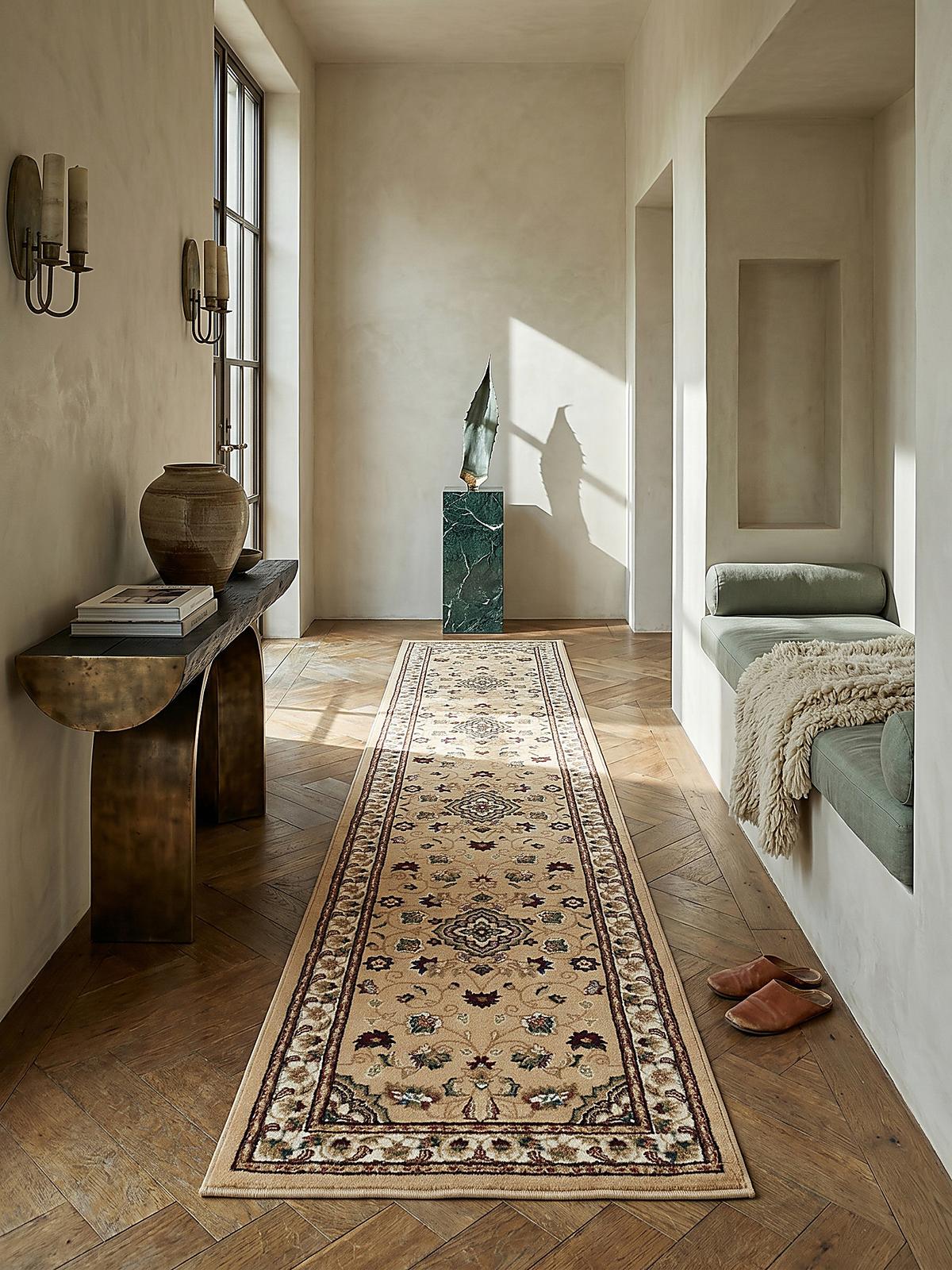 TEPPICH GLAZERT, klassisch-floral, Braun, 66 x 300 cm - Braun, Textil (300/66cm) - KADIMA DESIGN
