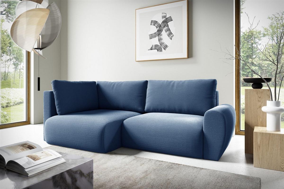 ECKSOFA Galan Mini Mit Schlaffunktion - Blau, Holzwerkstoff/Textil (241/153cm) - Fun Möbel
