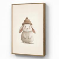 NACHTTISCHLAMPE MIT AKKU Kaninchen - Hut - Ohren - Beige 70x100 cm - Creme, Holzwerkstoff (8/70/100cm) - OnlyWow
