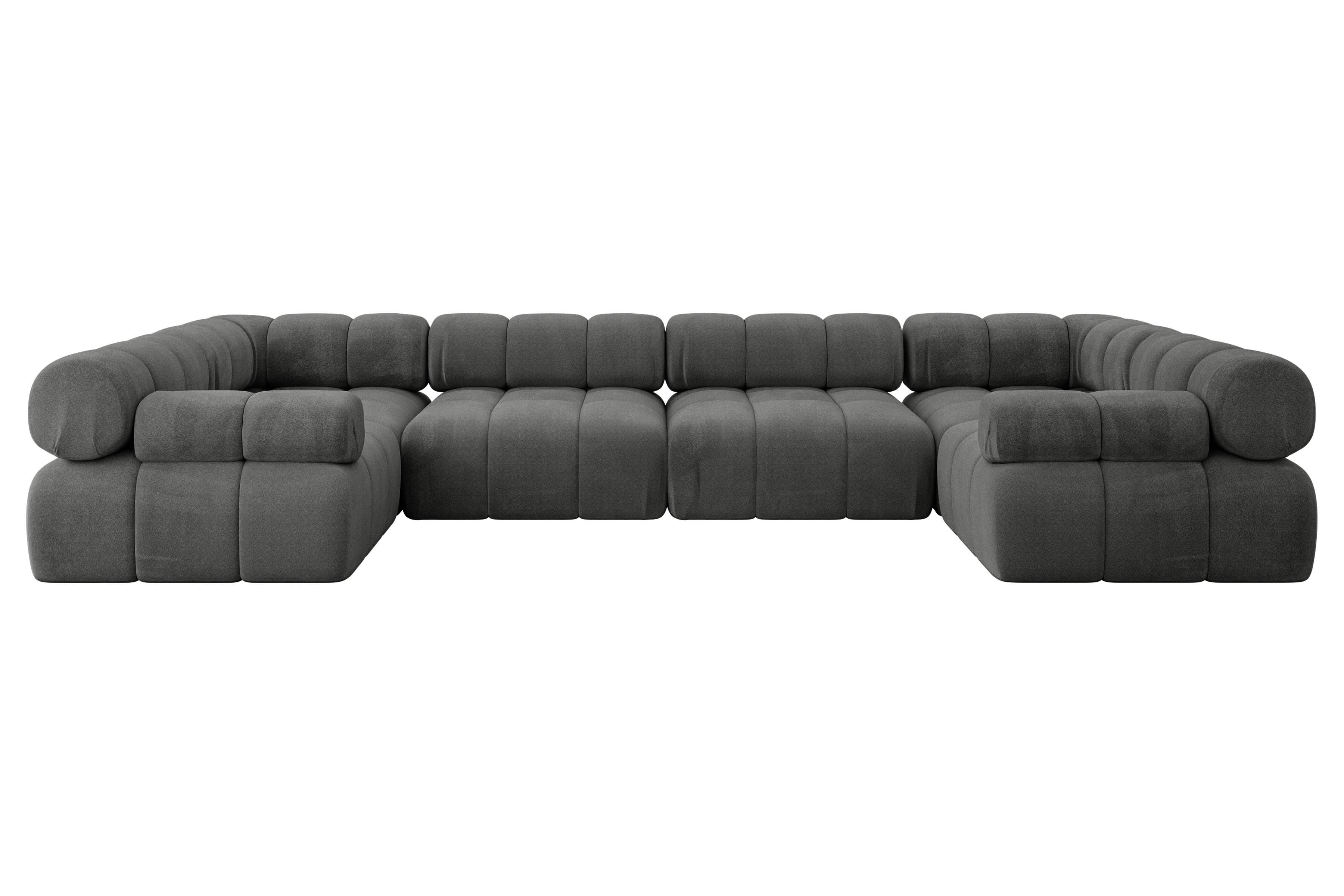 WOHNLANDSCHAFT modulares Sofa Birno-U2 - 380x190x70 cm Dunkelgrau Velours - Dunkelgrau, Holzwerkstoff/Textil (380/70/190cm) - ALTDECOR