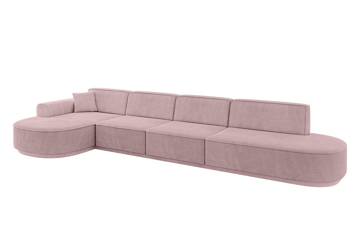 ECKSOFA Ottomane Links MARI-L3 - 413x171x79 cm Rosa Cord - Schwarz/Rosa, Holzwerkstoff/Kunststoff (165/406cm) - ALTDECOR