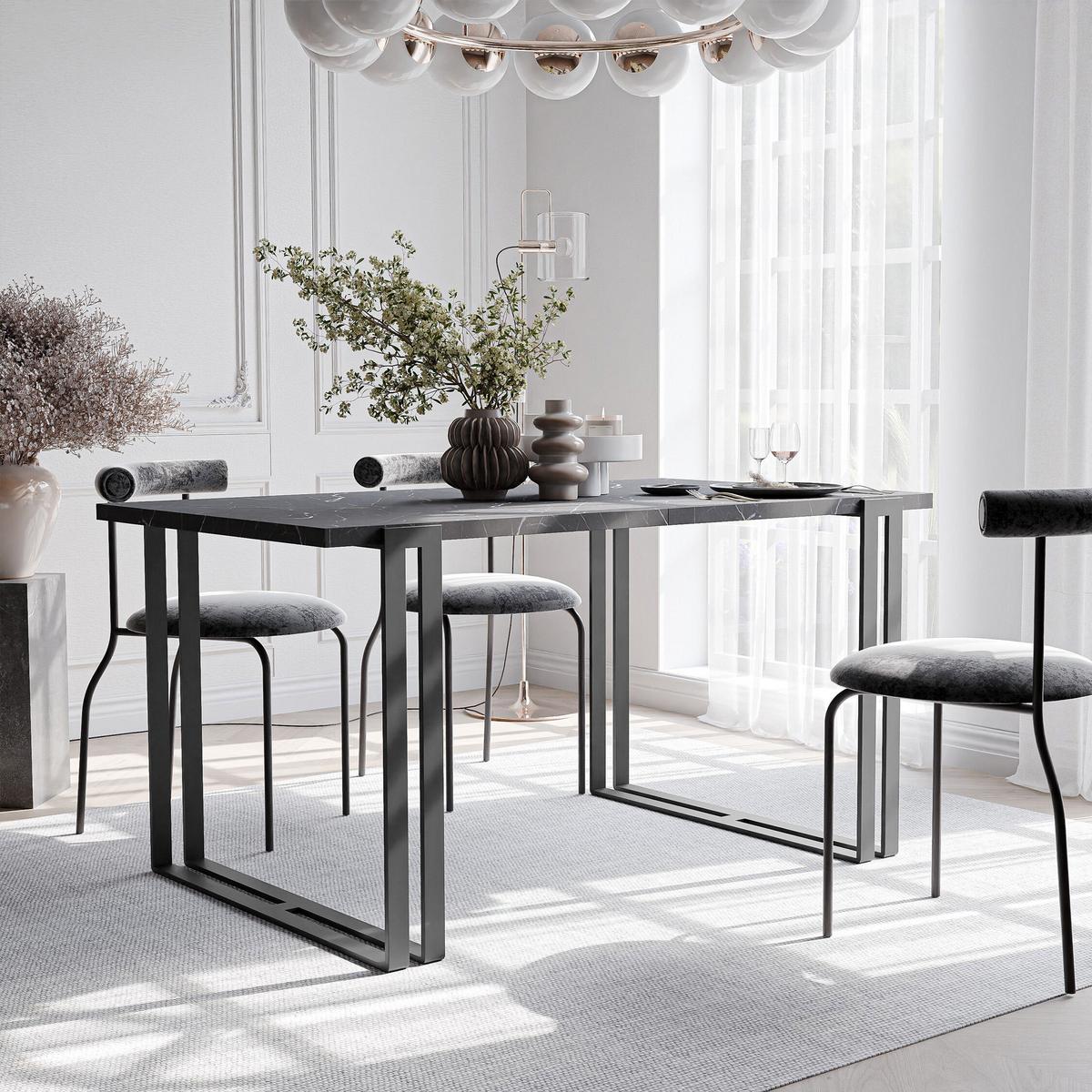 TISCH ausziehbar aus MDF, Schwarz - Schwarz, Holzwerkstoff (120/80/76cm) - Idohome