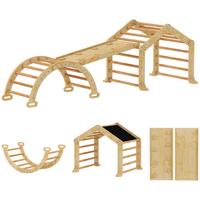 INDOOR-KLETTERGERÜST 9-in-1 Rampe Rutsche Leiter Schreibtafel - Naturfarben, Holz (52.5/48/100cm) - AIYAPLAY