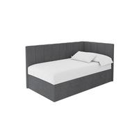 EINZELBETT Jugendbett mit Bettkasten Links, mit Matratze - LOVY 100x200 Dunkelgrau - Graphitfarben, Holzwerkstoff/Textil (100/200cm) - ALTDECOR