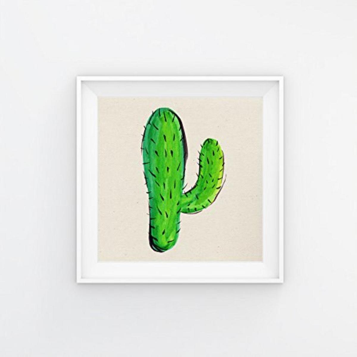 POSTER Set mit 4 Bunte Kaktus 20x20cm Schwarzer Rahmen - Schwarz, Papier (20/3cm) - Nacnic