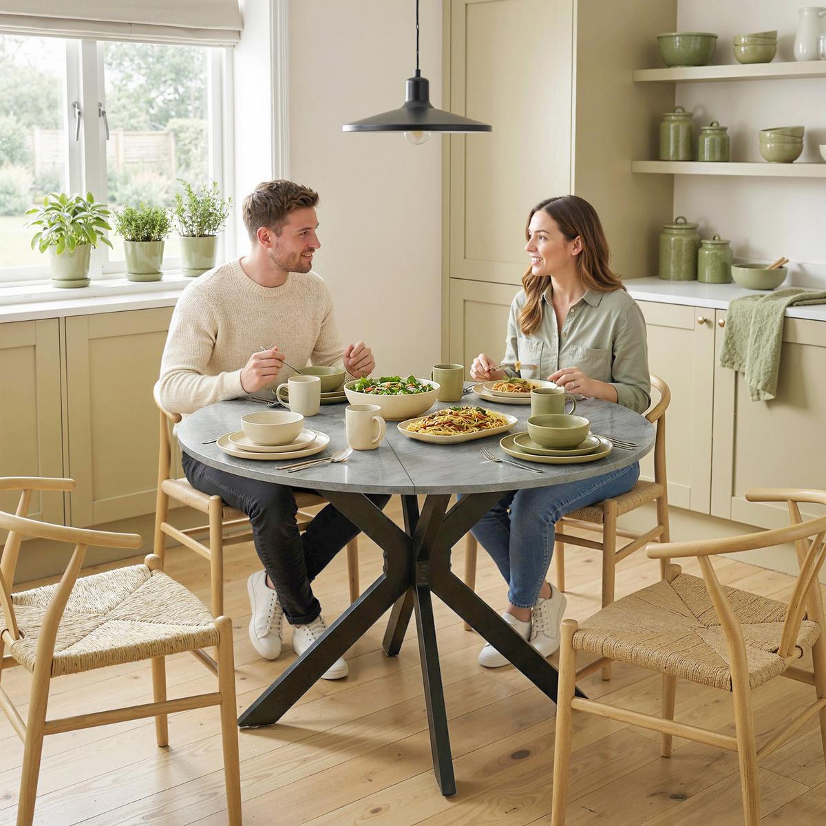 KLAPPBARER-ESSTISCH MDF Stahl Grau - Grau, Holzwerkstoff (110/110/76cm) - HOMCOM