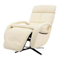 RELAXSESSEL Cremeweiß - Creme/Weiß, Leder (70/109/147cm) - MCW