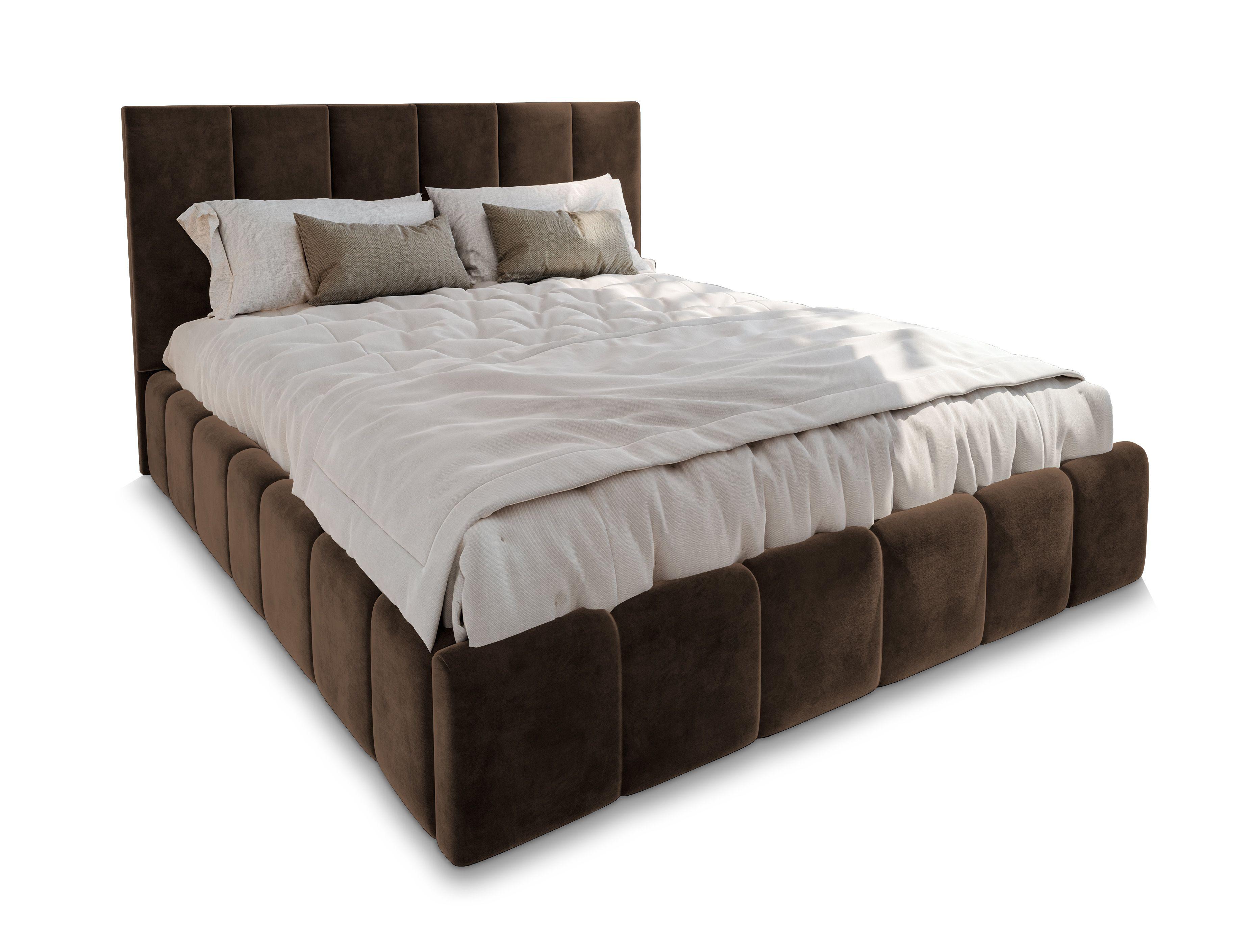 POLSTERBETT TARANTO 140x200 cm mit Bettkästen - Braun - Braun, Holz (140/200cm) - MASSENO